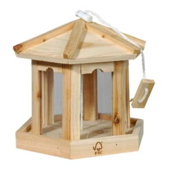 Vogelhaus Pavillon 6-Eck Hängend, FSC®-Holz Und Acrylglas, Ca. 19 X 18 X 18 Cm