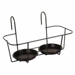 Haken-Blumentopfhalter, Metall, Schwarz, 34 X 18 Cm, Für Zwei Töpfe