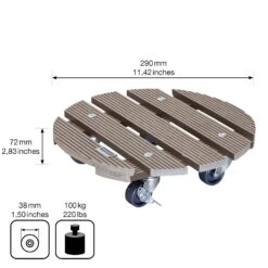 Multi Roller WPC, Tragkraft 100 Kg, Taupe, Ca. 7 X 29 X 29 Cm -LECHUZA Verkaufs-Shop 0920600507 multi roller wpc taupe 4 116694