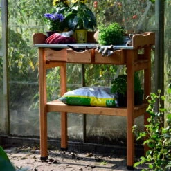 Pflanztisch, Natur, Kiefernholz, 78 X 38 X H91 Cm -LECHUZA Verkaufs-Shop 0940700263 Pflanztisch mit Schubladen 3 118915