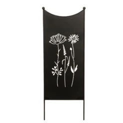 Stele 'Wildblumen', Schwarz-matt, Höhe Ca. 120 Cm