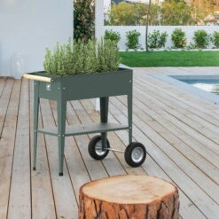 Hochbeet Urban Garden Trolley, Grün, 75 X 35 X 80 Cm -LECHUZA Verkaufs-Shop 0980250161 Urban Garden Trolley auf Raedern Oak Green 6 108098