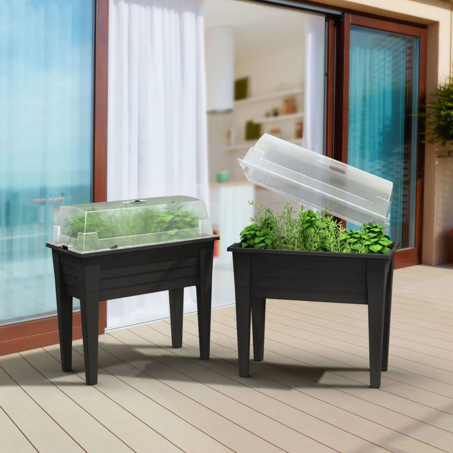 Hochbeet Mit Abnehmbaren Beinen & Deckel, Anthrazit, Ca. 78 X 40 X H 83 Cm 1 Hochbeet Mit Abnehmbaren Beinen & Deckel, Anthrazit, Ca. 78 X 40 X H 83 Cm