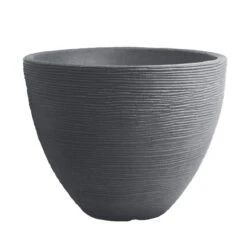 Pflanzgefäß "Lara" Grau, Rillenoptik, Ø 40 Cm, Höhe 31 Cm, Füllvol. 26 L