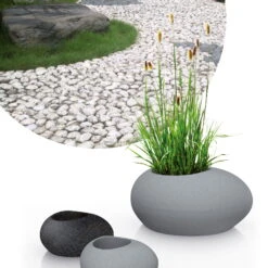 Pflanzstein Flow, Stony Black, L 48 X B 38 X H 23 Cm -LECHUZA Verkaufs-Shop 3210103633 3210103634 3210103635 3210103636 Pflanzstein Flow stony black grey 55927 2