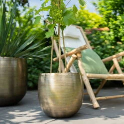 Pflanzgefäß 'Rowen', Gold, Ø 38 X H 30 Cm