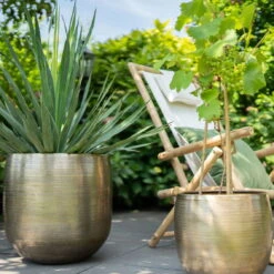 Pflanzgefäß 'Rowen', Gold, Ø 38 X H 30 Cm -LECHUZA Verkaufs-Shop 3210801621 3210801623 Pflanzgefaess Rowen gold 2 114986